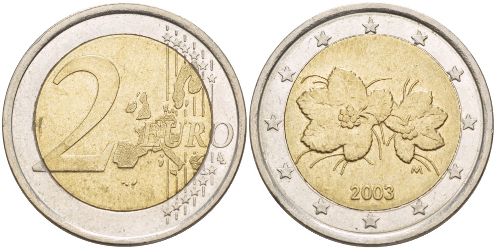 Финляндия 2 евро 2003 М KM 105 биметалл 4517-1211
