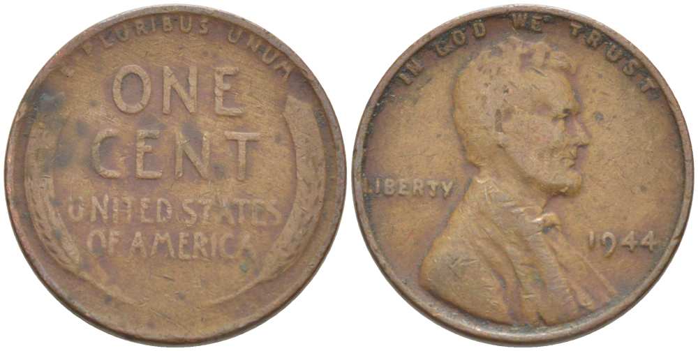 США 1 ЦЕНТ 1944 ЛИНКОЛЬН KM А132 медь цинк 218-446