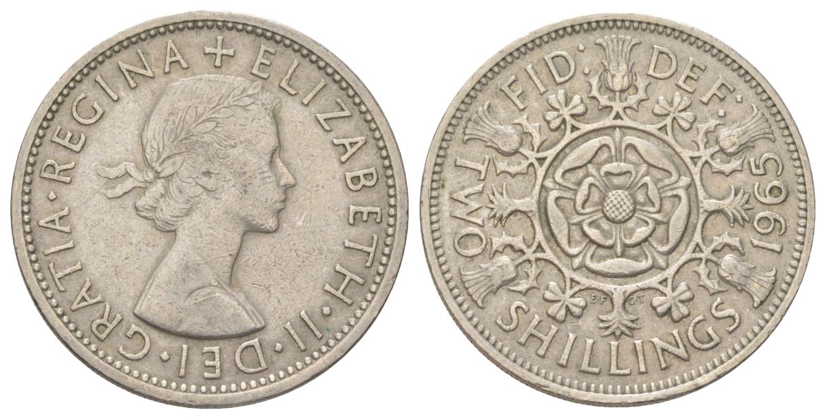 Великобритания 2 шиллинга (флорин) 1963 Елизавета II (1952-2022) KM 906, Spink 4146 медно-никель 4624-452