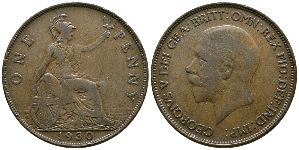 Великобритания 1 пенни 1930 Георг V (1910-1936) КМ 838, Spink 4055 бронза 73-823