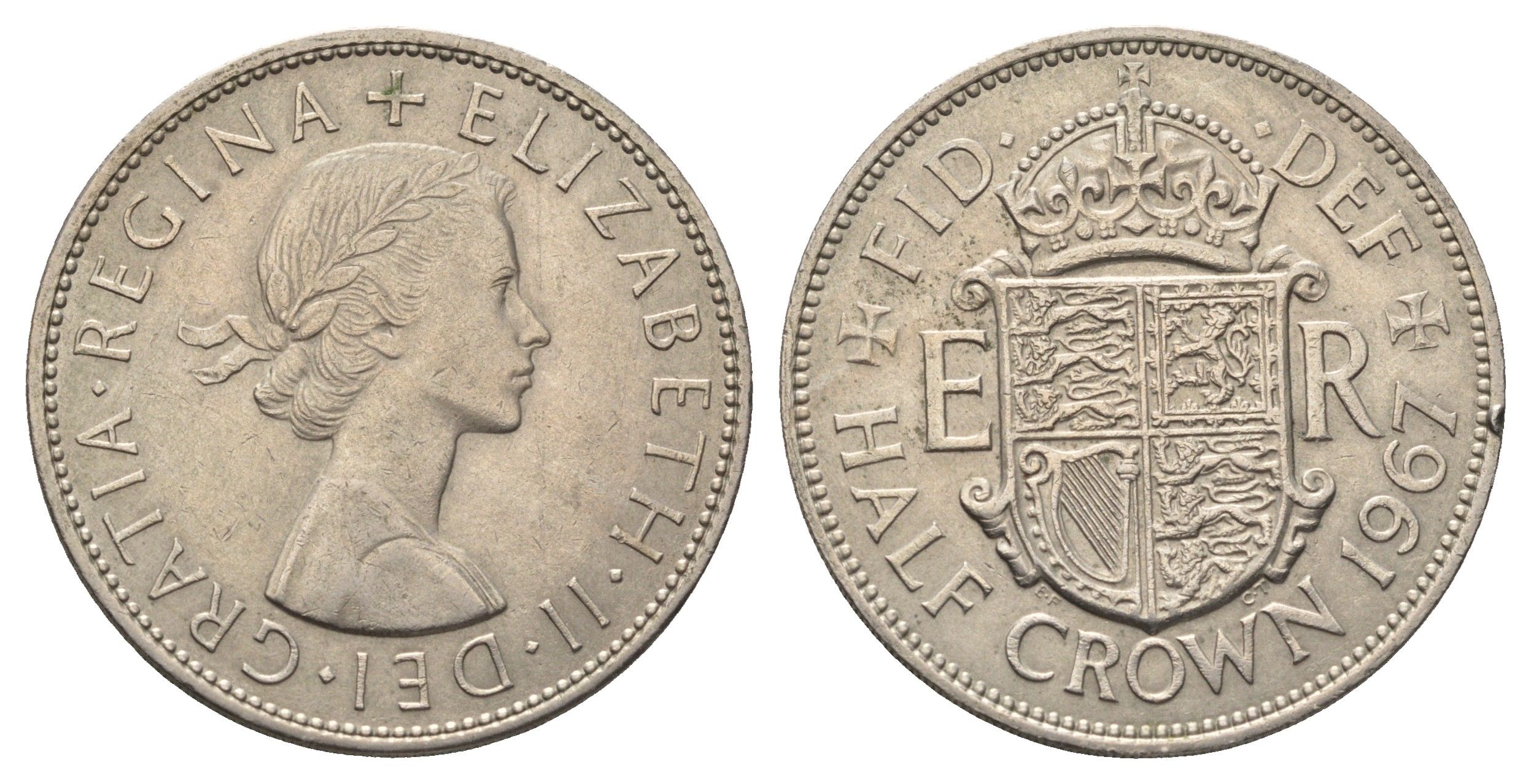 Великобритания 1/2 кроны 1967 Елизавета II (1952-2022) KM 907, Spink 4145 медно-никель 4692-446
