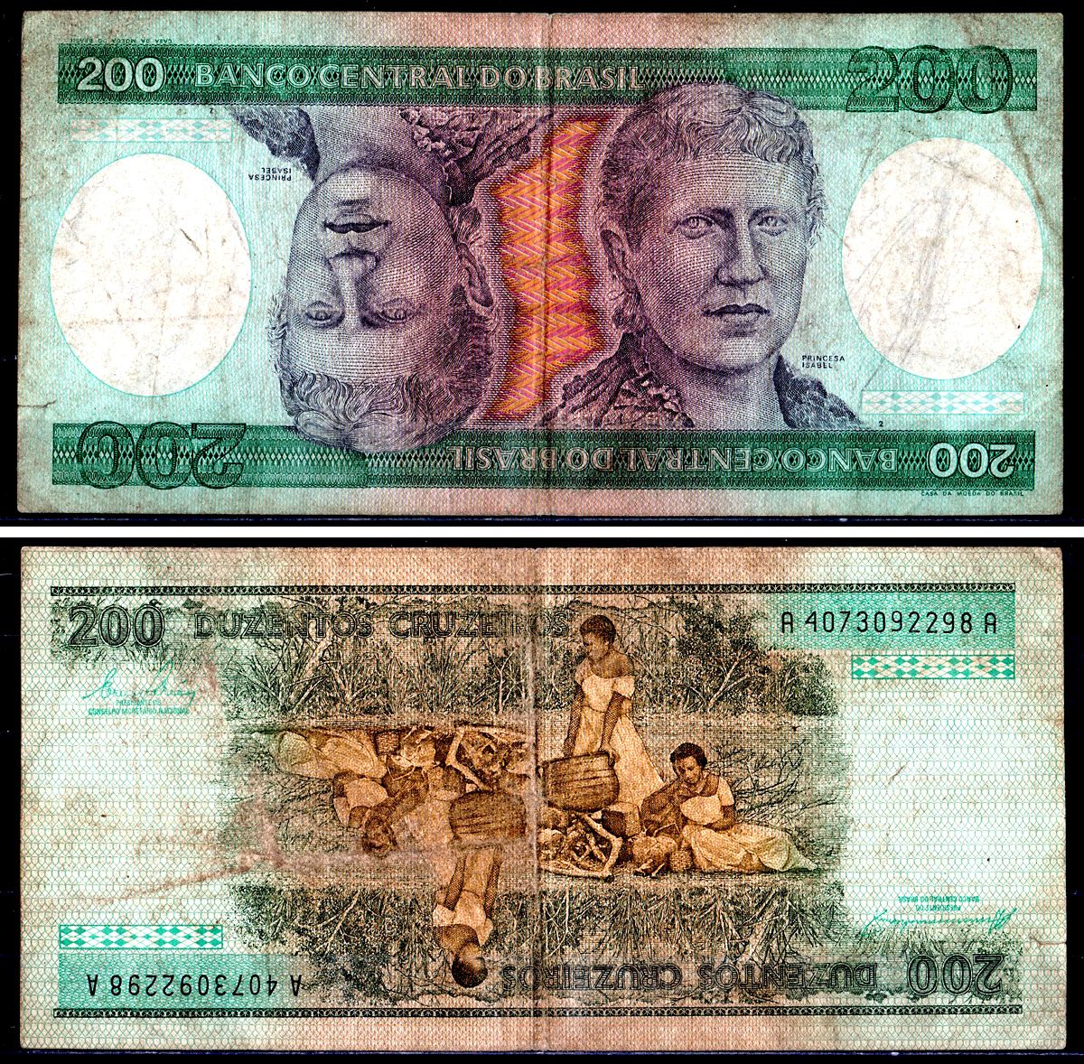 Бразилия 200 Крузейро ND (1981-1984) Pick 199b бумага 3295-81-3-1