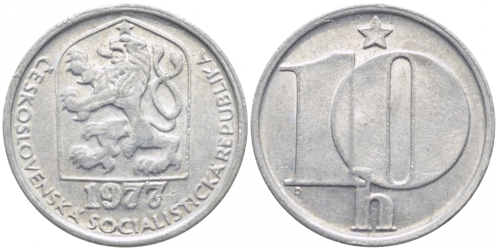 Чехословакия 10 геллеров 1977 KM 80 алюминий 112-552
