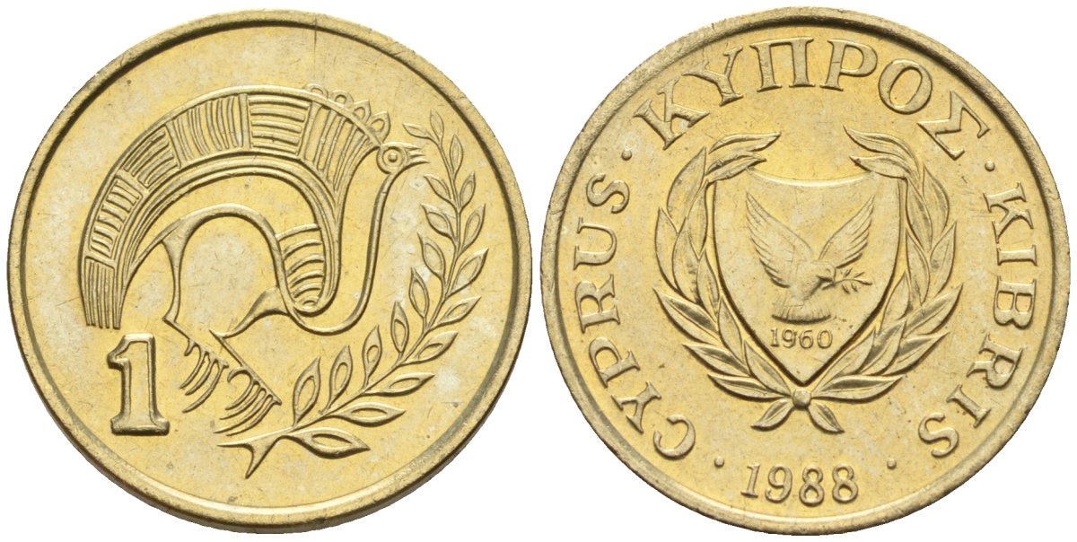 Кипр 1 цент 1988 KM 53.2 никель латунь 4174-1129