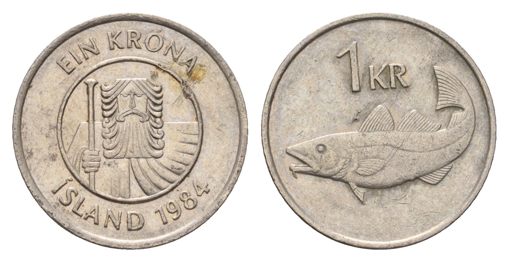 Исландия 1 крона 1984 треска KM 27 медно-никель 4687-834