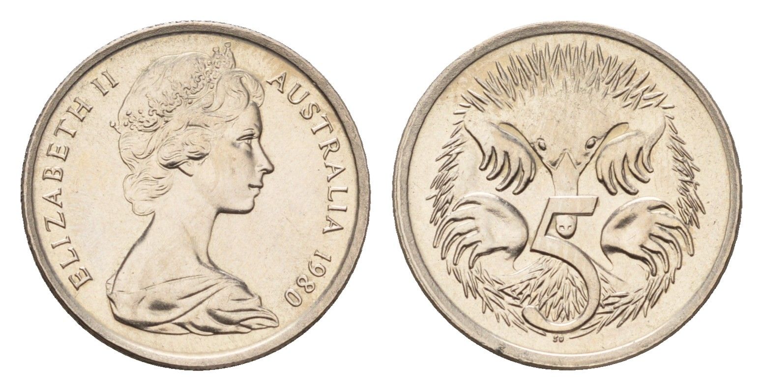 Австралия 5 центов 1980 KM 64 медно-никель UNC 4674-822