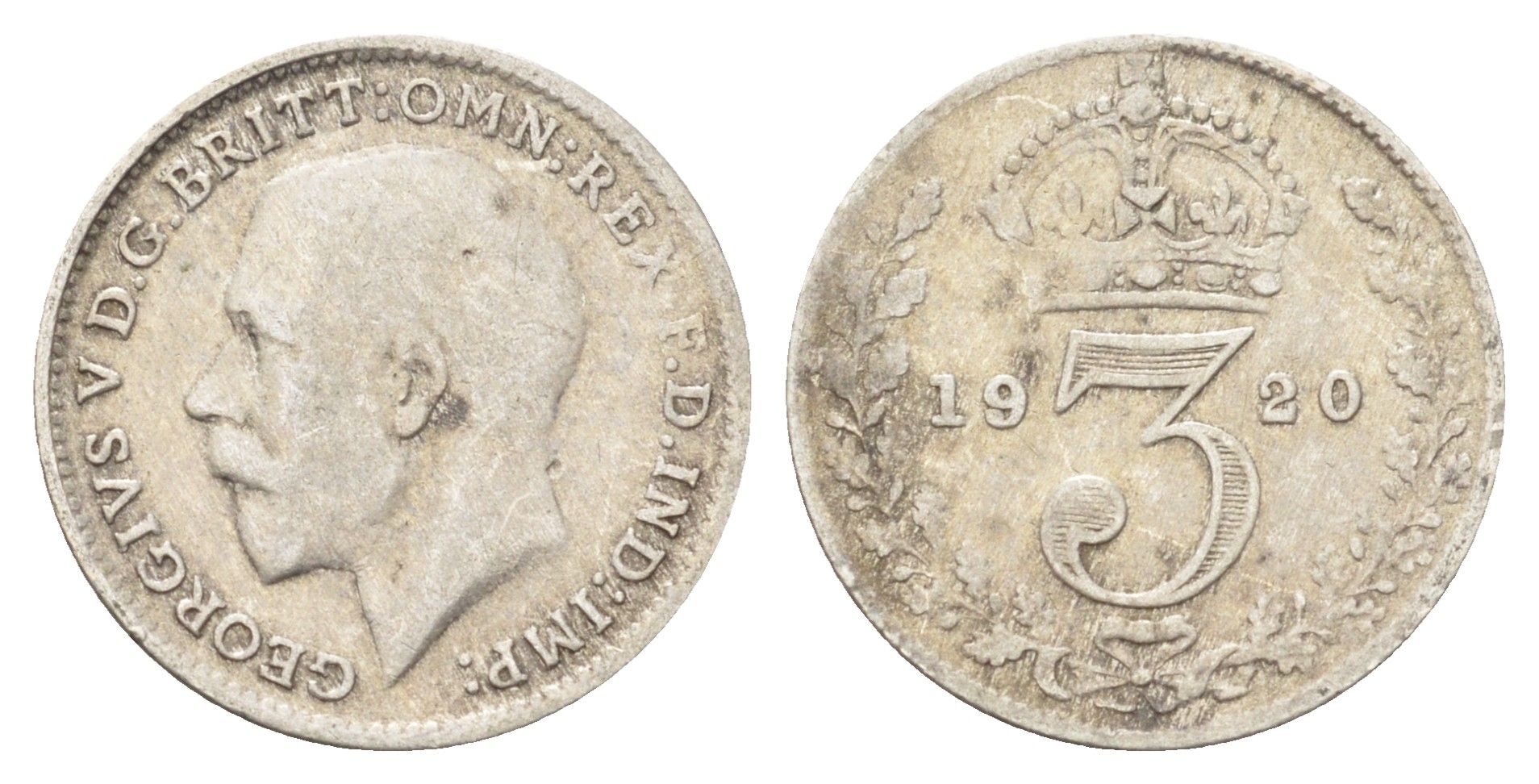 Великобритания 3 пенса 1920 Георг V (1910-1936) KM 813a, Spink 4016 серебро 4701-533