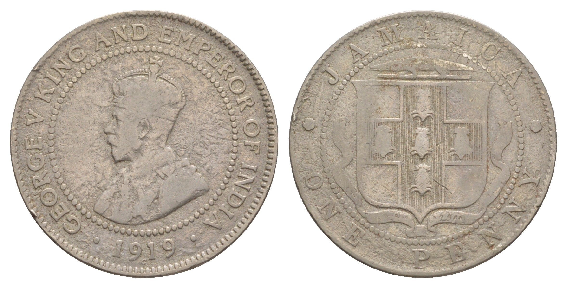 Ямайка 1 пенни 1919 C, Георг V (1910-1936) KM 26 медно-никель 4641-853