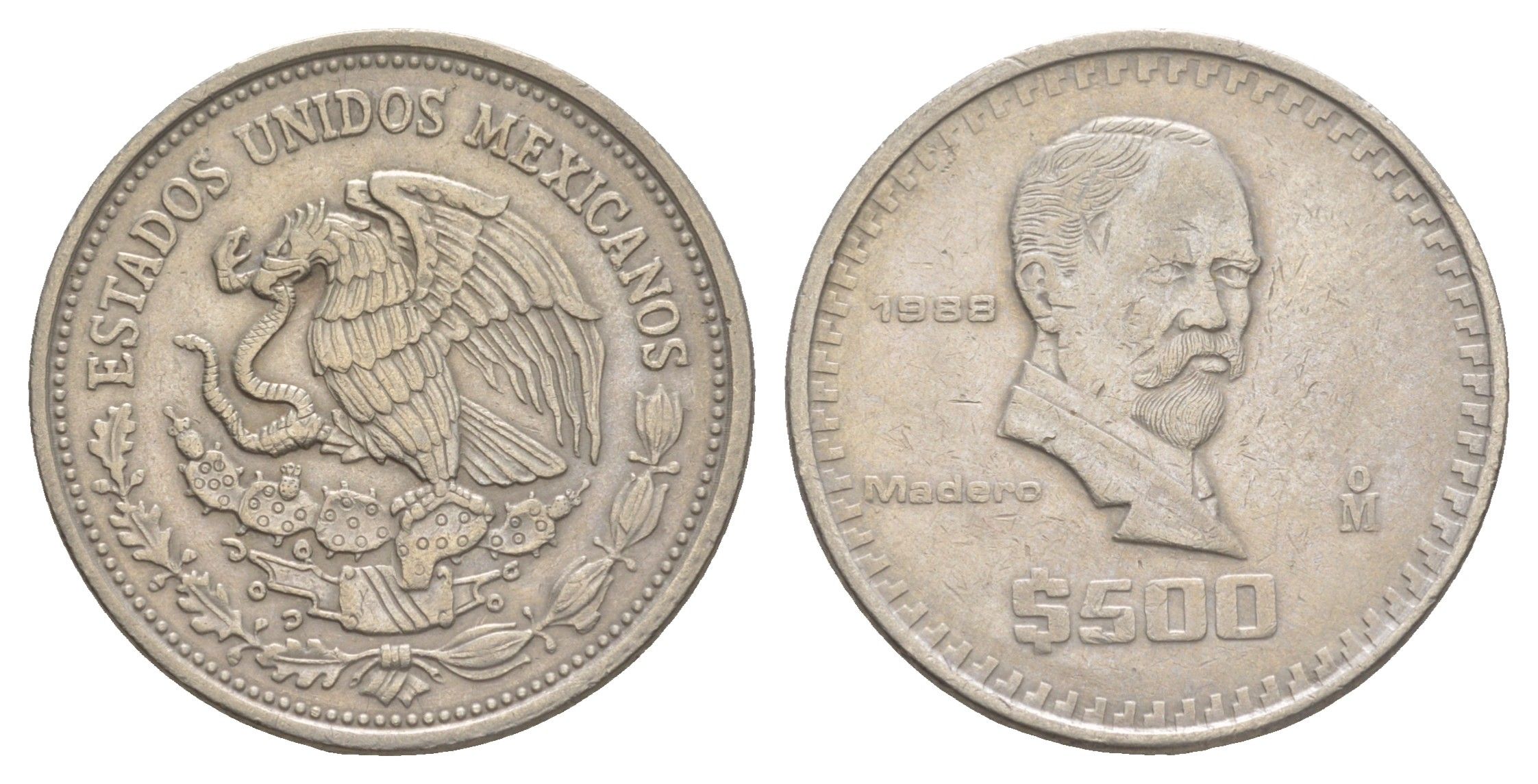 Мексика 500 песо 1988 Мо, Франсиско Игнасио Мадеро KM 529 медно-никель 4634-334