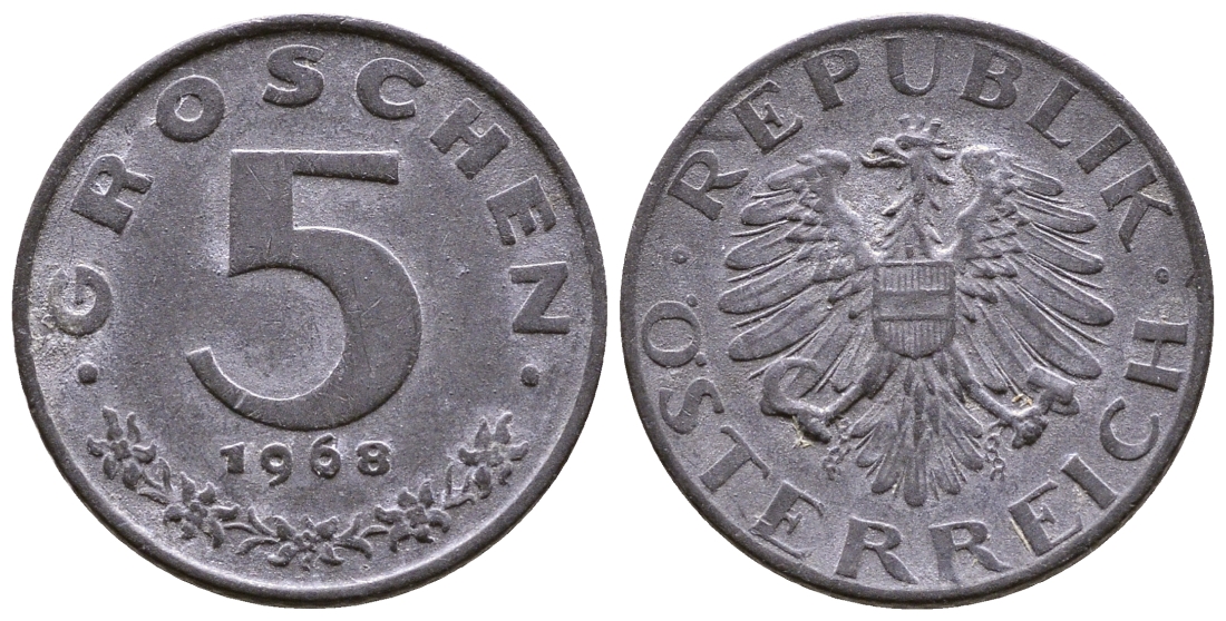 АВСТРИЯ 5 ГРОШЕЙ 1968 КМ 2875 цинк 4379-515