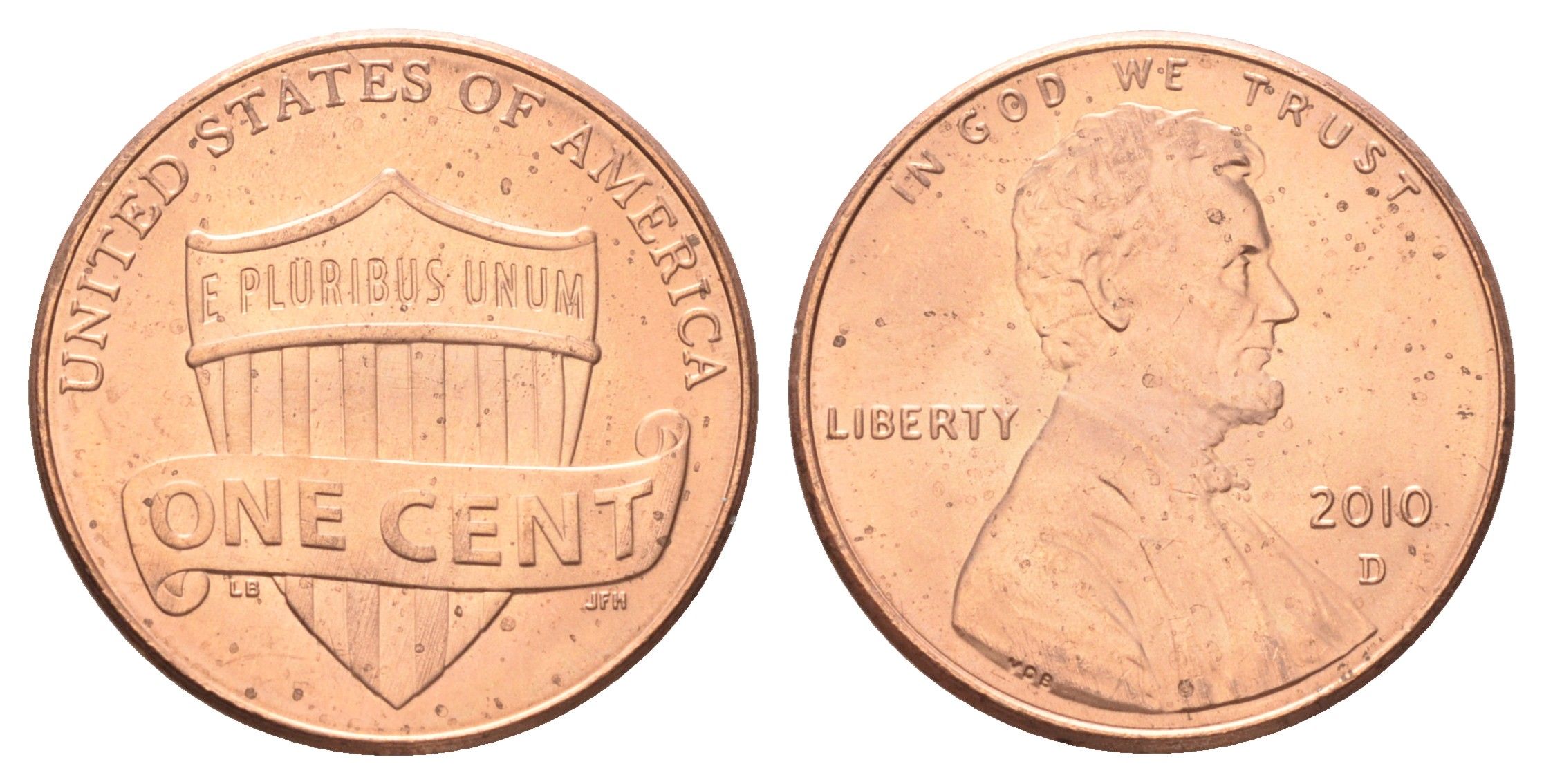 США 1 цент 2010 D, Авраам Линкольн KM 468 цинк плакированный медью UNC 4668-944