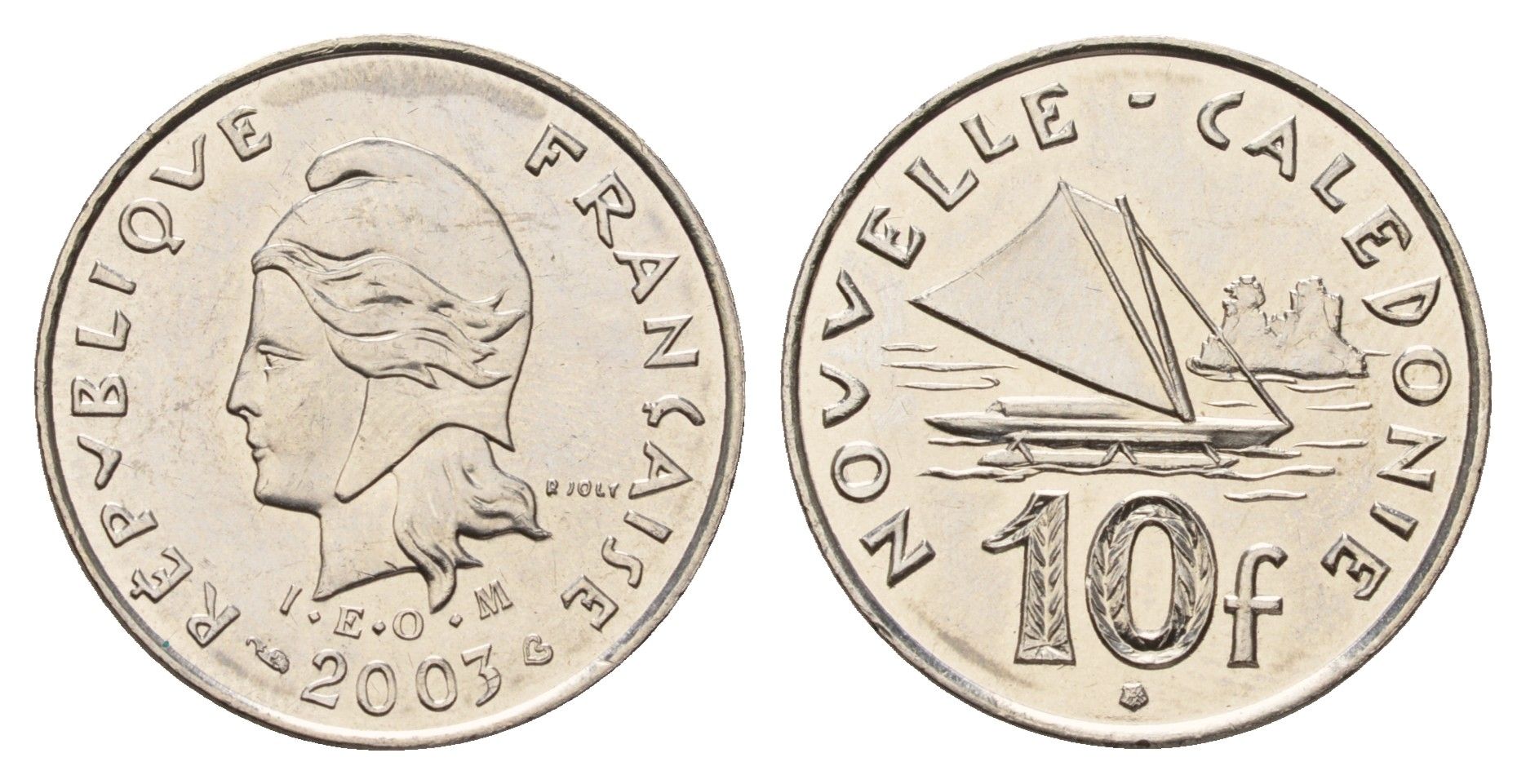 Новая Каледония 10 франков 2003 KM 11 никель UNC 213-232