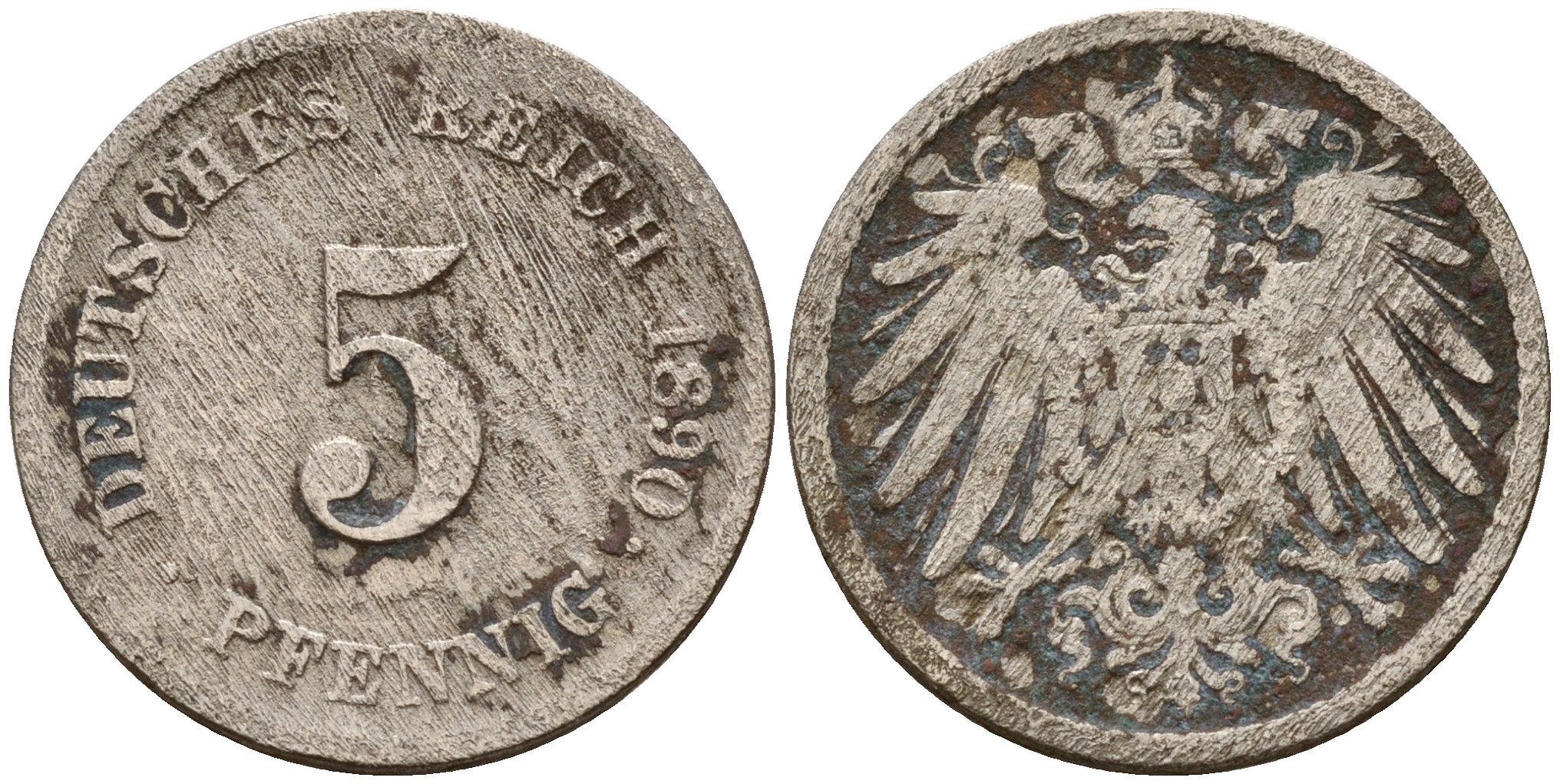 Германия 5 пфеннигов 1890 J J.12  KM 11 медно-никель    4598-1067