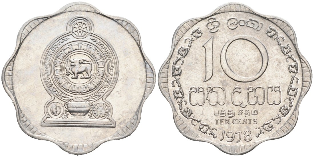 Шри-Ланка 10 центов 1978 KM 140 a алюминий 89-1854