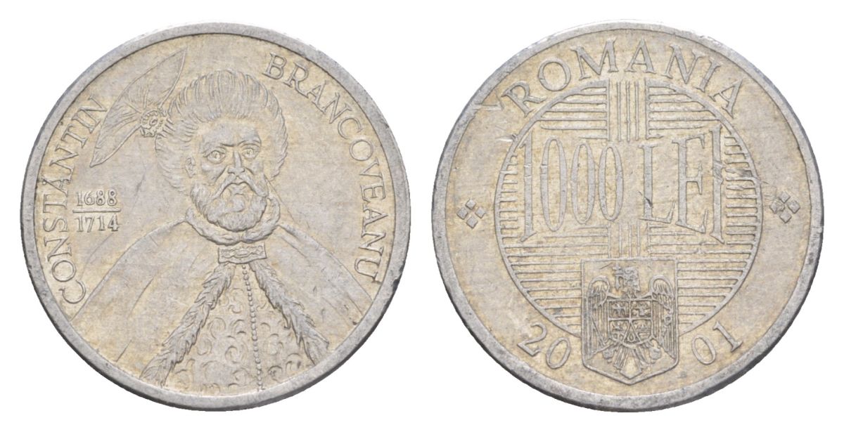 Румыния 1000 леев 2001 KM 153 алюминий 4635-243