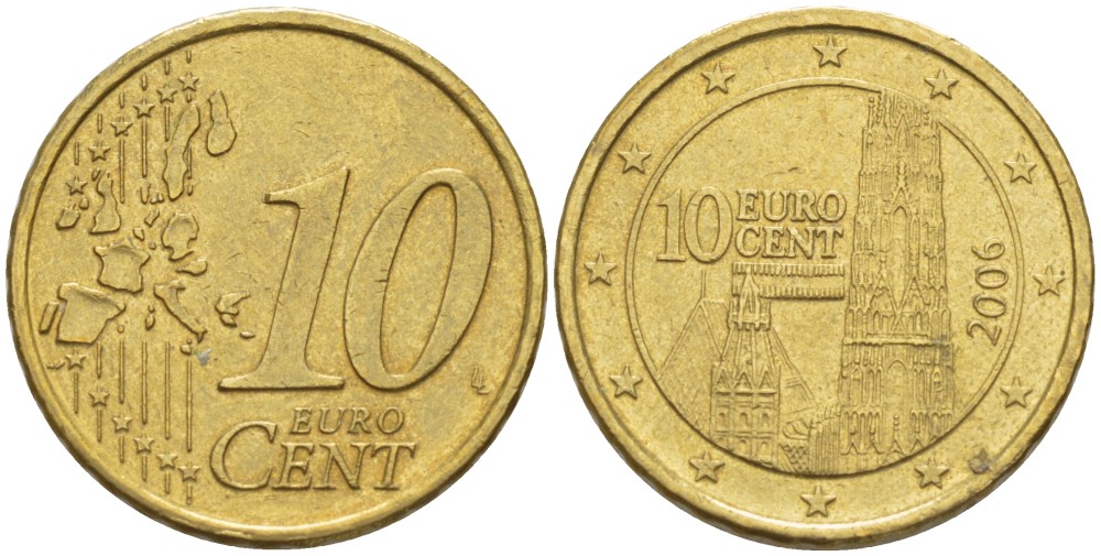 АВСТРИЯ 10 ЕВРОЦЕНТОВ 2006 KM 3085 латунь 4543-144