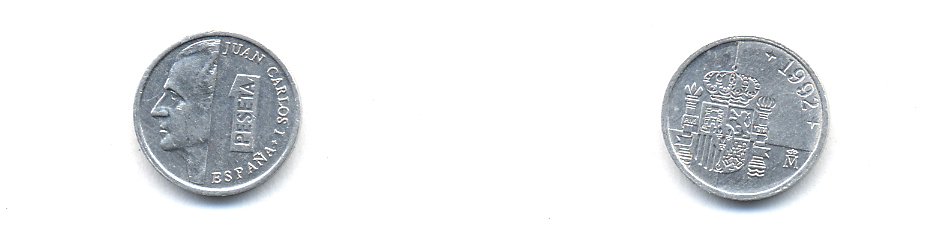 ИСПАНИЯ 1 ПЕСЕТА 1992 ХУАН КАРЛОС I (1975-) KM 832 алюминий 29-1137