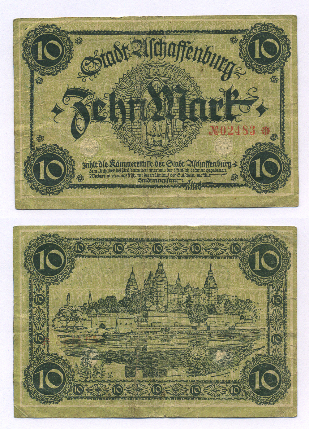 Германия, Ашаффенбург 10 марок 1917 нотгельд, Бавария   бумага   435-45-3-2