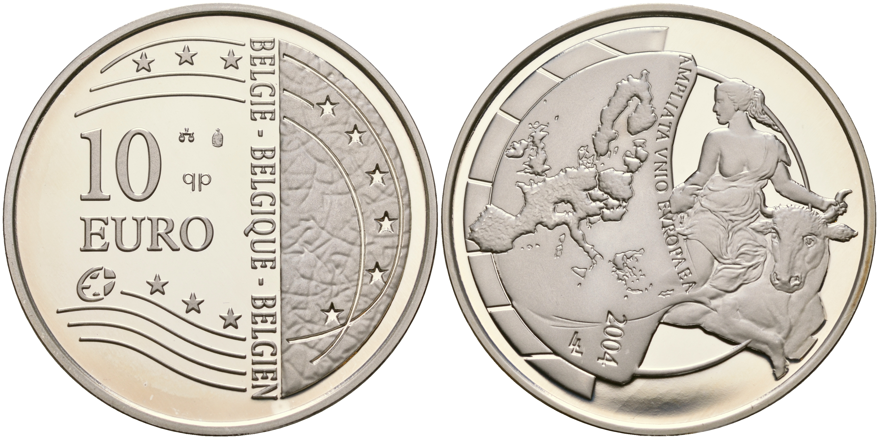 Бельгия 10 евро 2004 Расширение Европейского Союза KM 234 серебро PROOF 01-165-45