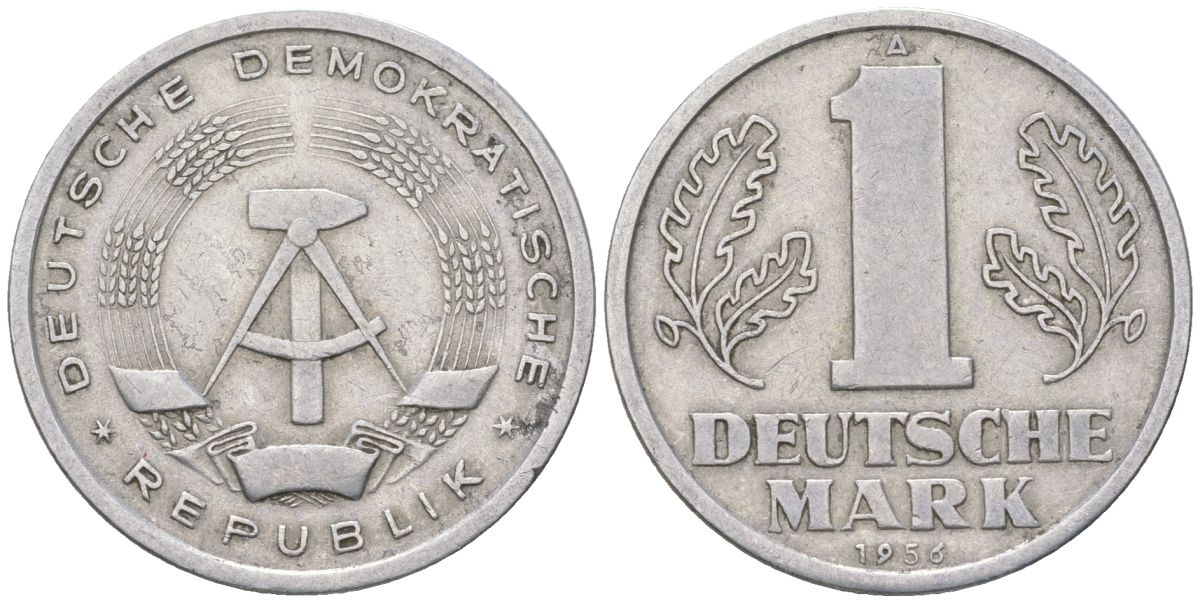 ГДР 1 марка 1956 A KM 13 алюминий 4575-446