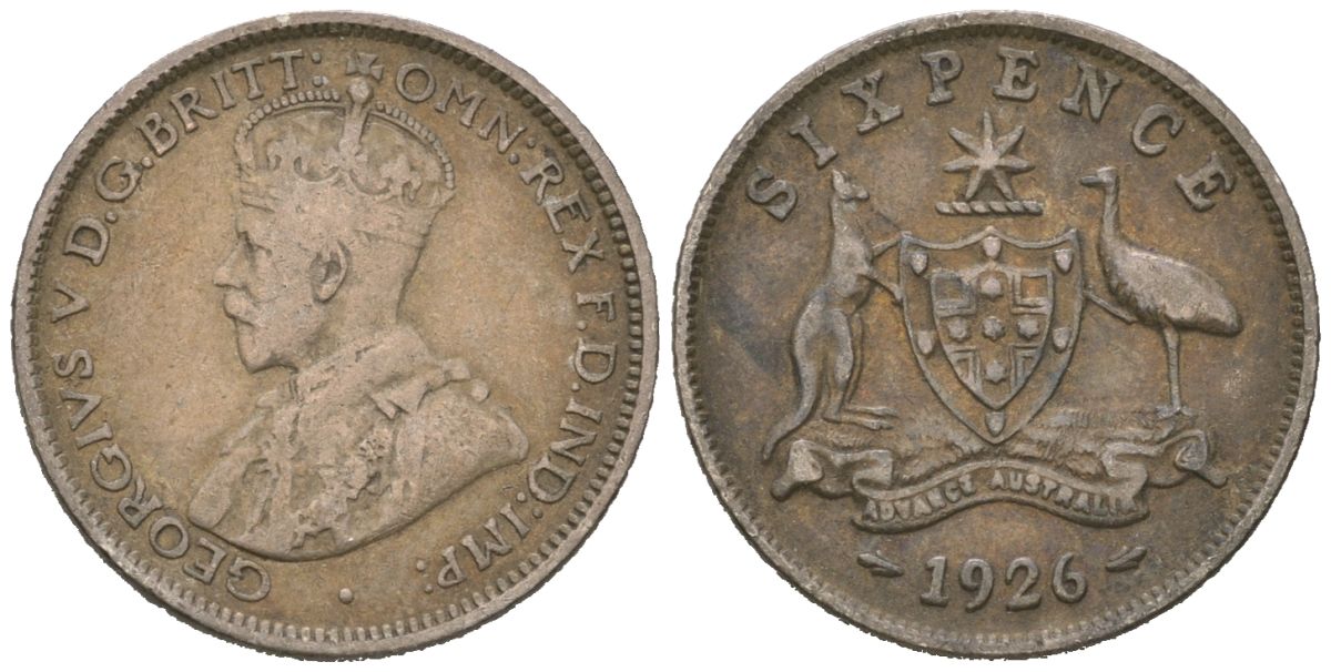 Австралия 6 пенсов 1926 Георг V (1910-1936) KM 25 серебро 4609-945