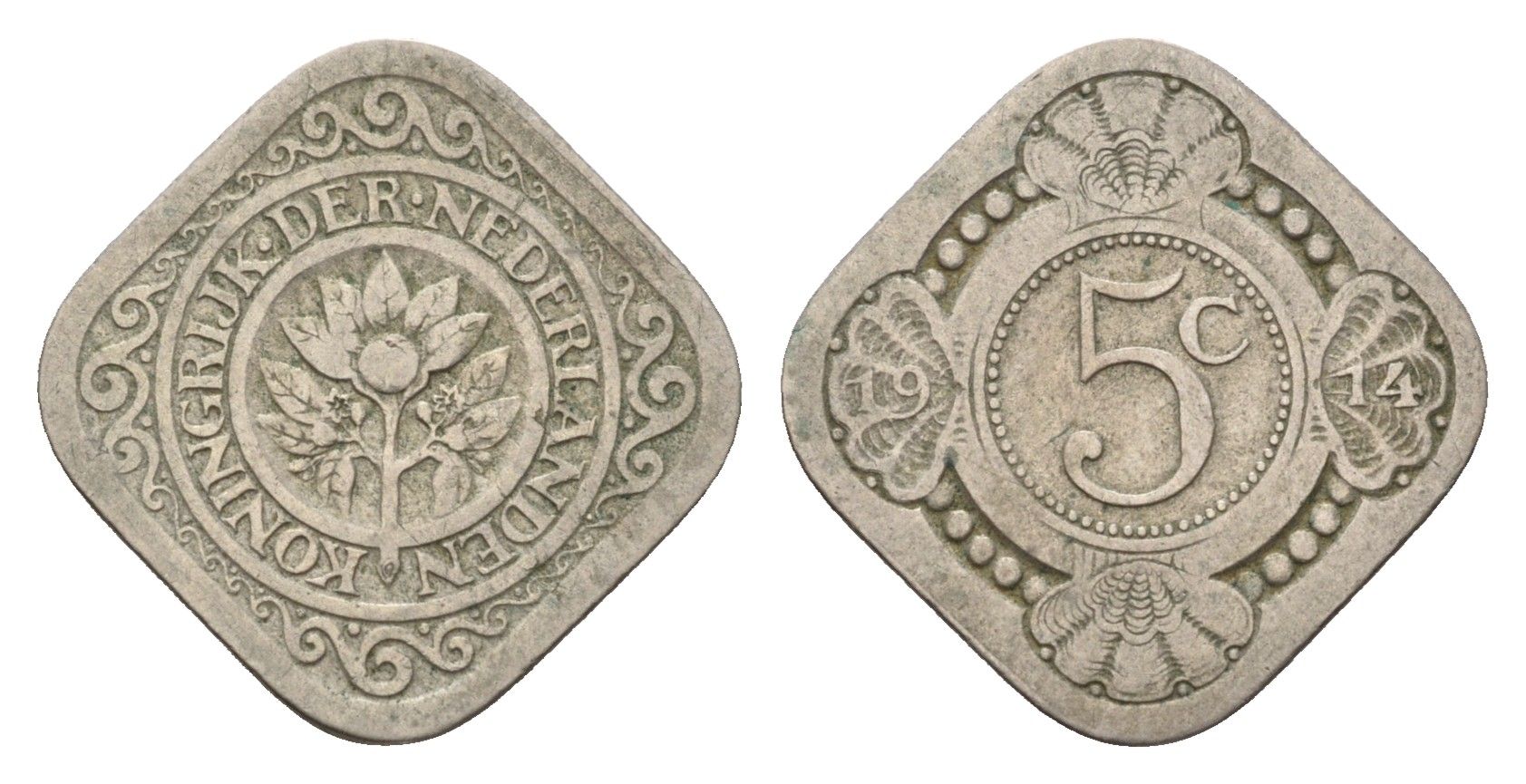 Нидерланды 5 центов 1914 Вильгельмина (1890-1948) KM 153 медно-никель 4685-1027