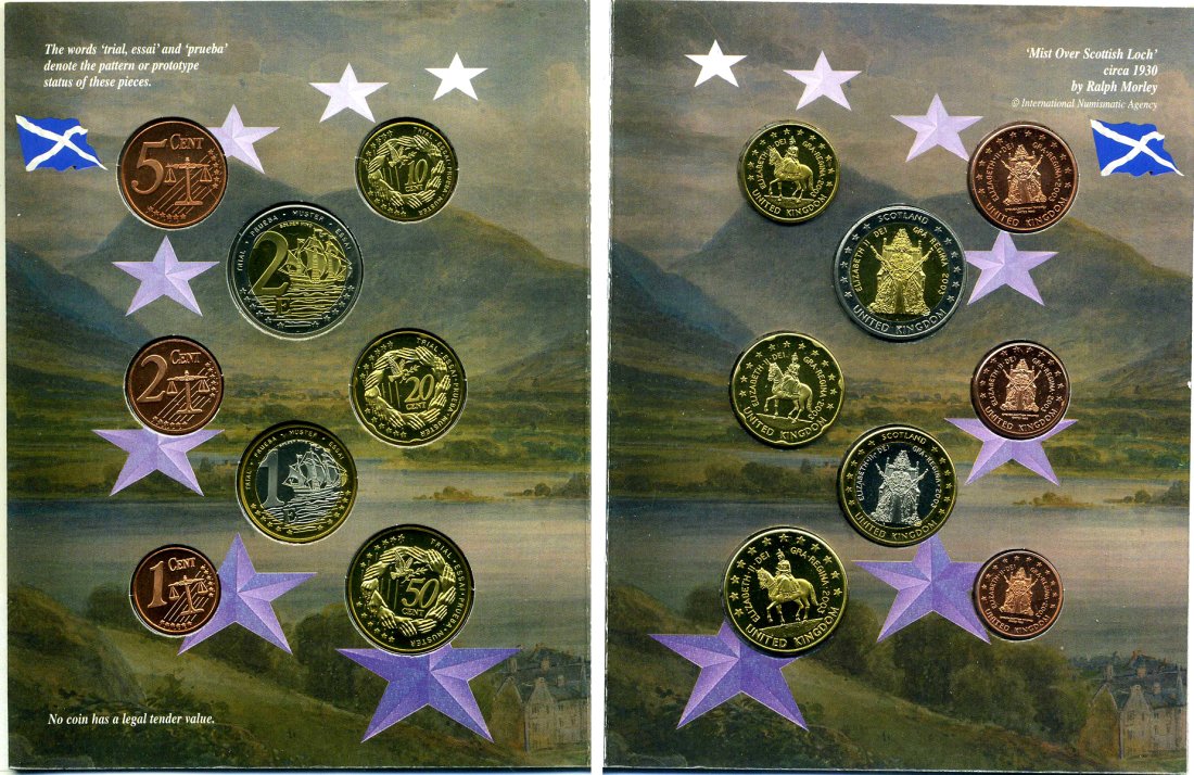 Великобритания набор европробников из 8 монет 2003 в оригинальном картонном буклете BUNC 3-6-3-5