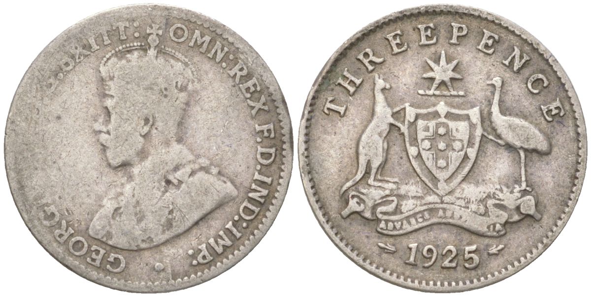 Австралия 3 пенса 1925 Георг V (1910-1936) KM 24 серебро 4621-1133