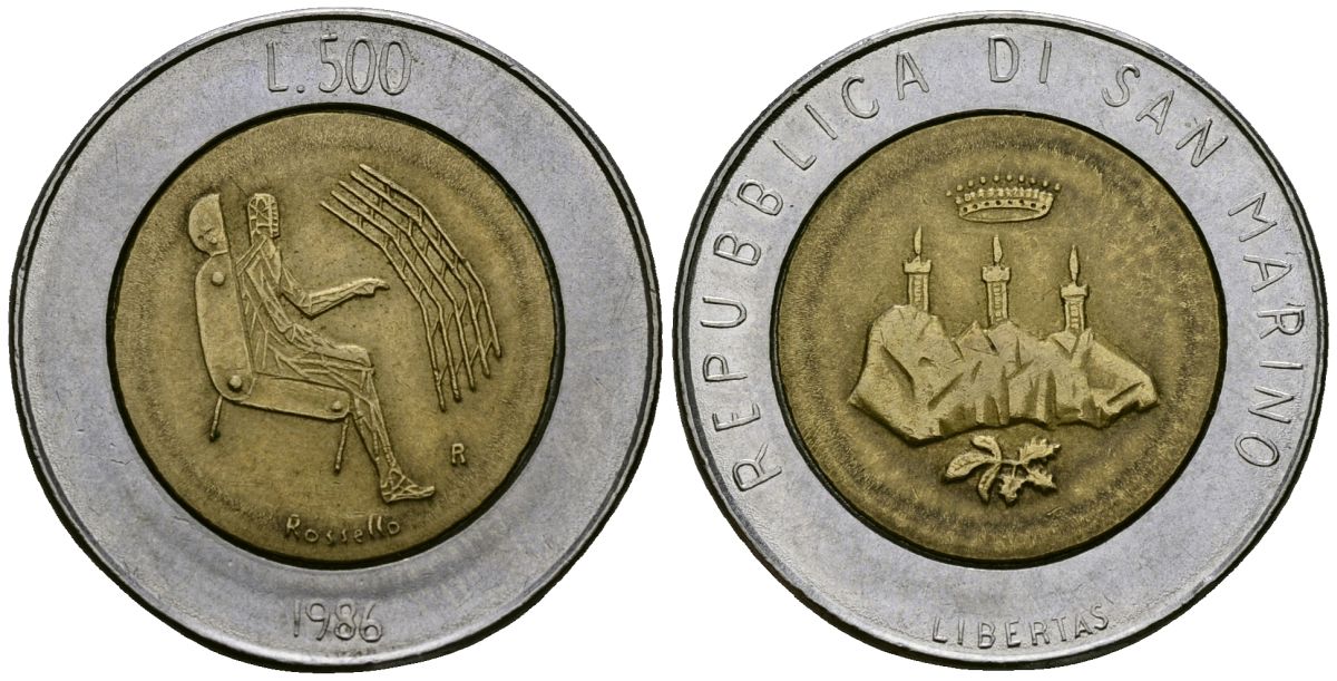 Сан-Марино 500 лир 1986 Эволюция технологий KM 195 биметалл 4138-645