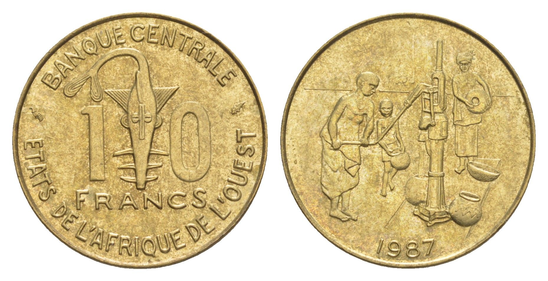 Западная Африка (BCEAO) 10 франков 1987 Центральный банк государств Западной Африки KM 10 медь алюминий никель 4642-244