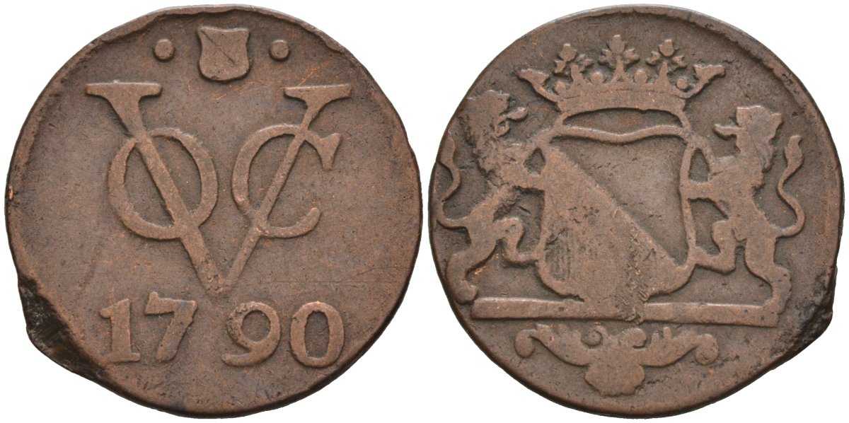 Нидерландская Восточная Индия, Утрехт (Утрехт) 1 дуит 1790 KM 111.1 медь 4577-324