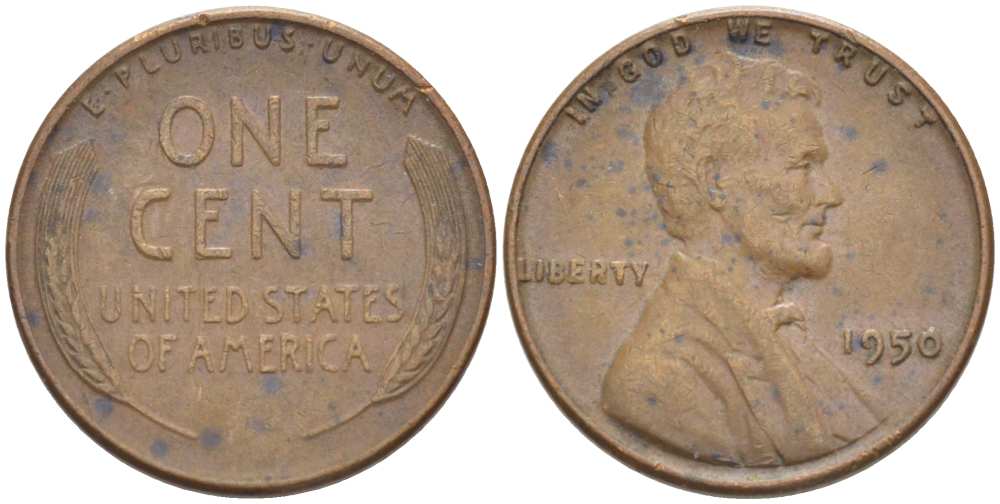 США 1 ЦЕНТ 1950 ЛИНКОЛЬН KM А132 медь цинк 218-535