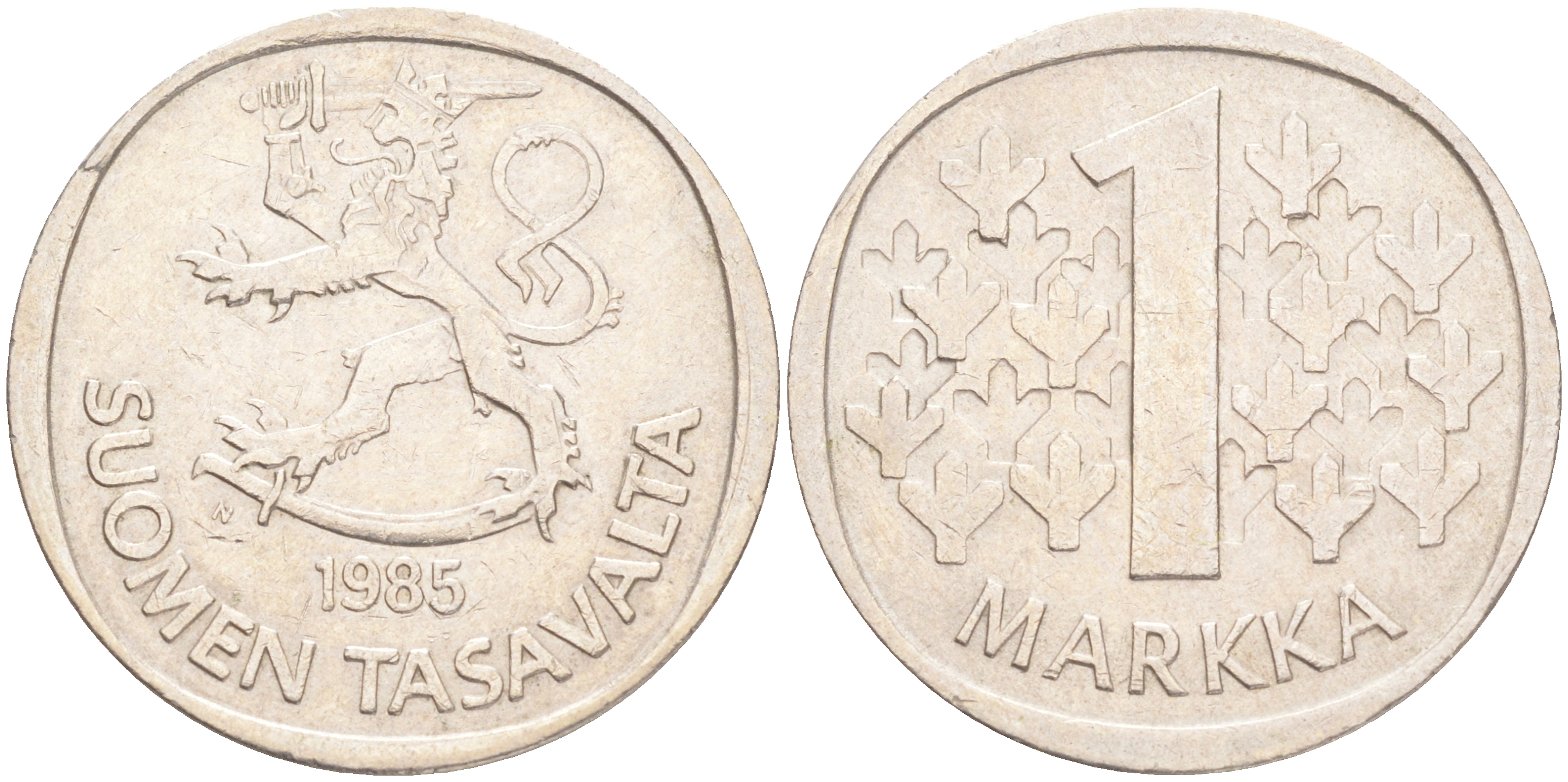 ФИНЛЯНДИЯ 1 МАРКА 1985 N KM 49а медно-никель 4556-744