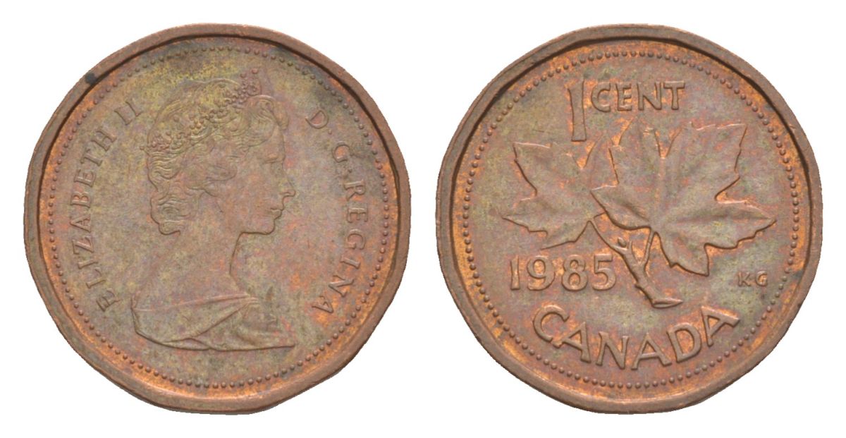 Канада 1 цент 1985 Елизавета II (1952-2022), кленовый лист KM 132 бронза 4630-565