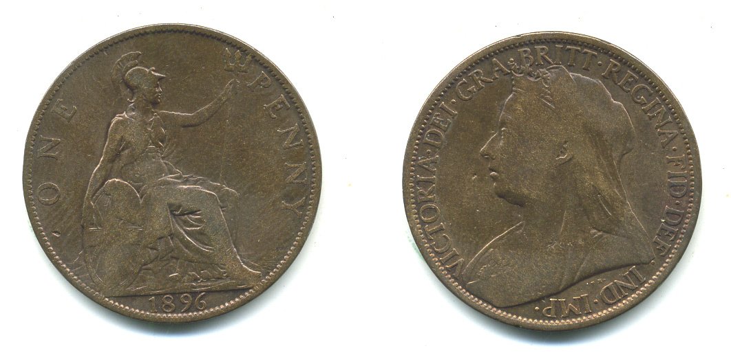Великобритания 1 пенни 1896 Виктория (1837-1901) KM 790, Spink 3961 бронза 540-624