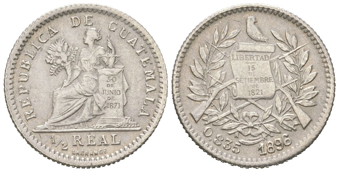 Гватемала 1/2 реала 1896 KM 165 серебро 4615-111