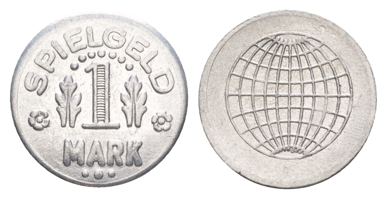 Германия игровой жетон в 1 марку ND разновидность - Глобус, вес 0,8 гр, диаметр 20 мм алюминий UNC 4636-966