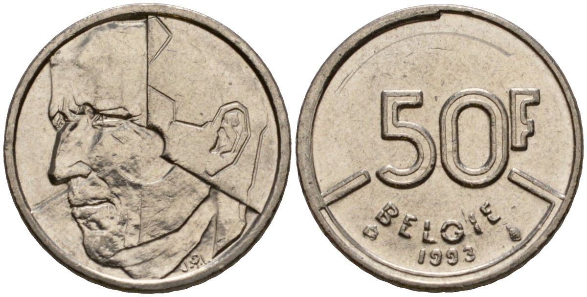 Бельгия 50 франков 1993 Belgie, Бодуэн I (1951-1993) KM 169 никель 4601-127