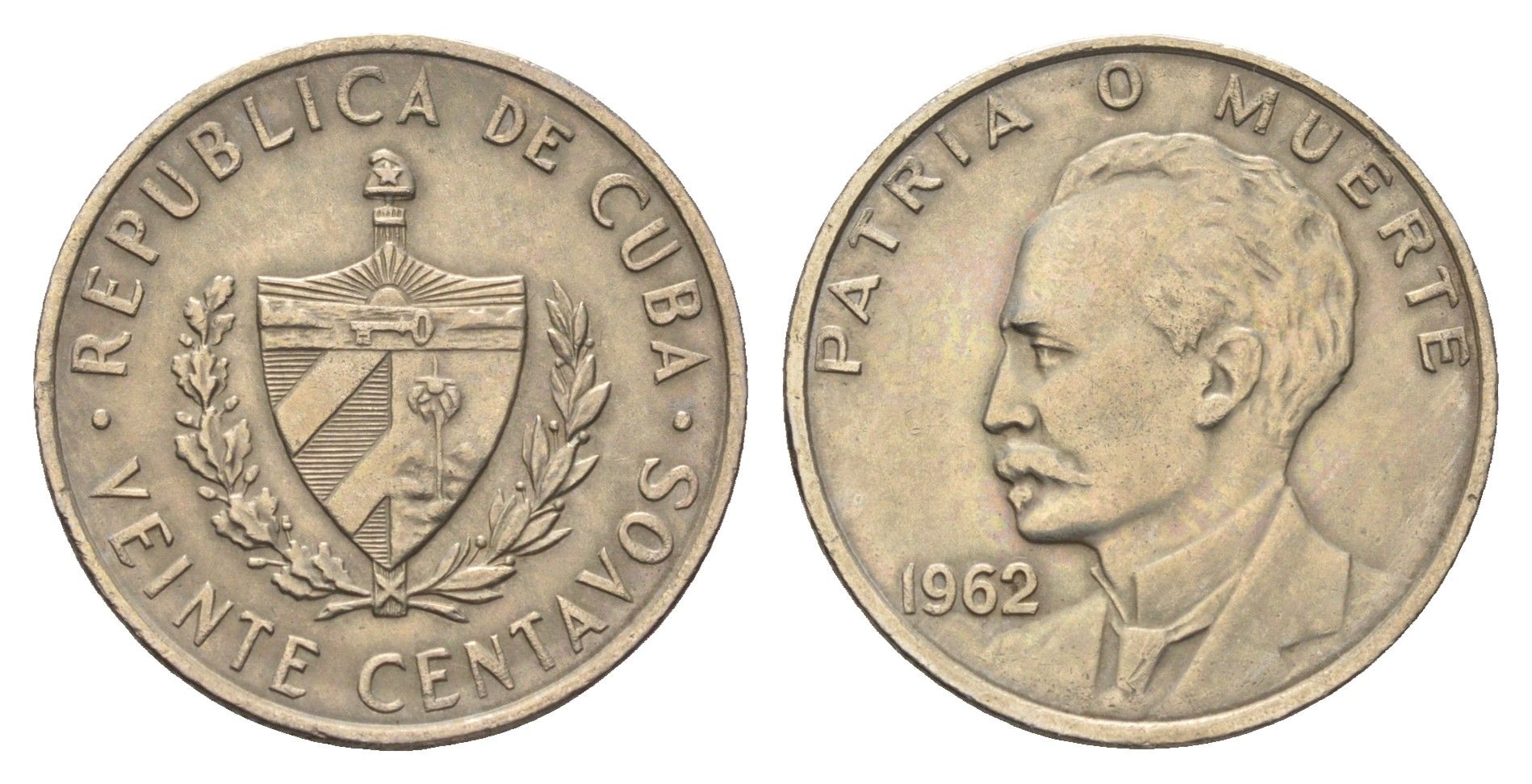 Куба 20 сентаво 1962 Хосе Марти KM 31 медно-никель 4666-823
