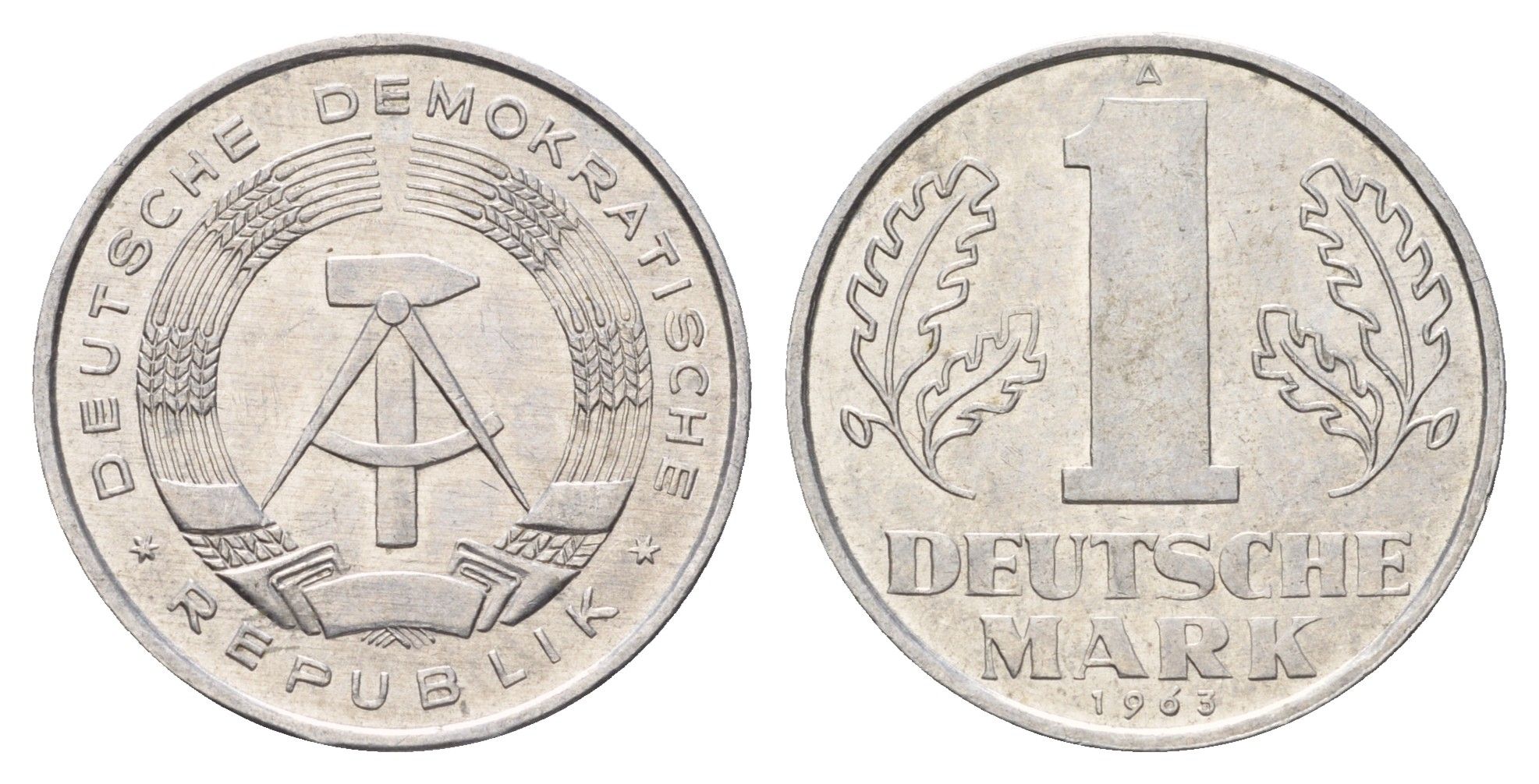 ГДР 1 марка 1963 KM 13 алюминий aUNC 4695-1031