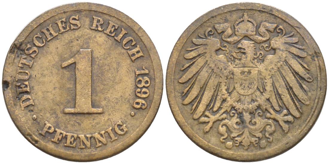 ГЕРМАНИЯ 1 ПФЕННИГ 1896 G KM 10, Jager. 10, Weege 2 медь 4528-1142