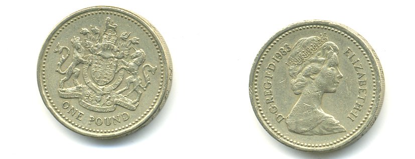 Великобритания 1 фунт 1983 Елизавета II (1952-2022) KM 933, Spink 4221 никель латунь 59-132