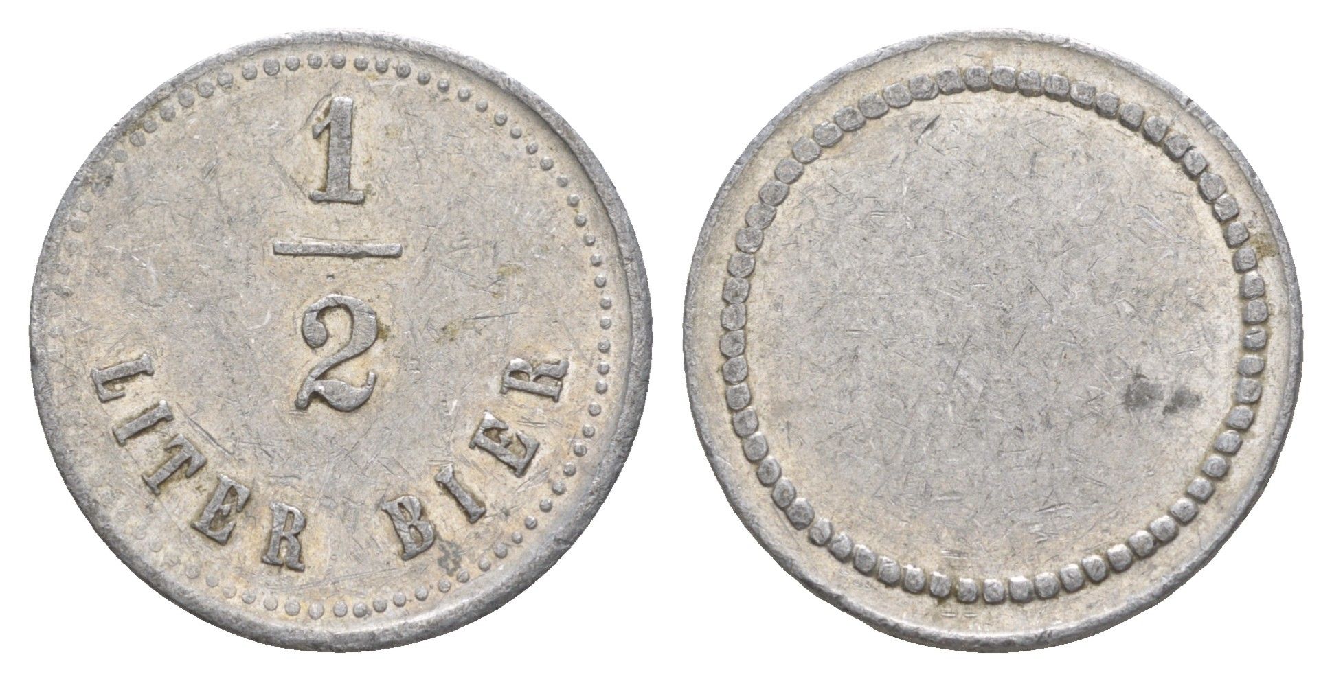 Германия пивной жетон в 1/2 литра пива ND диаметр 24,2 мм, вес 1,3 гр алюминий 4171-832