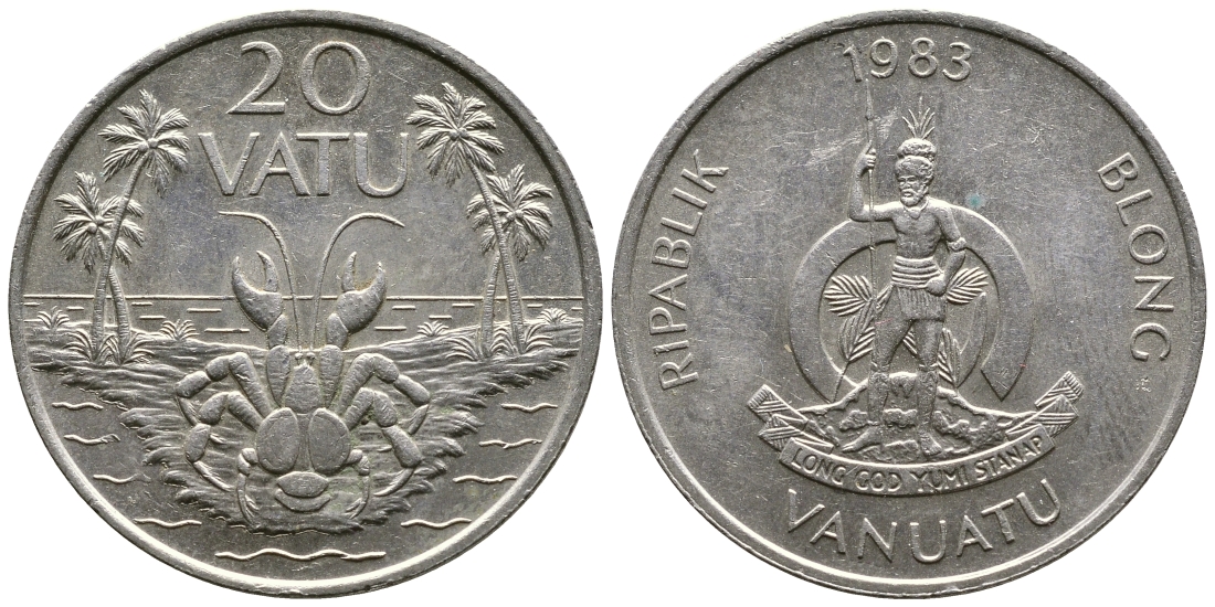 Вануату 20 вату 1983 серия FAO, краб КМ 7 медно-никель 4384-1032