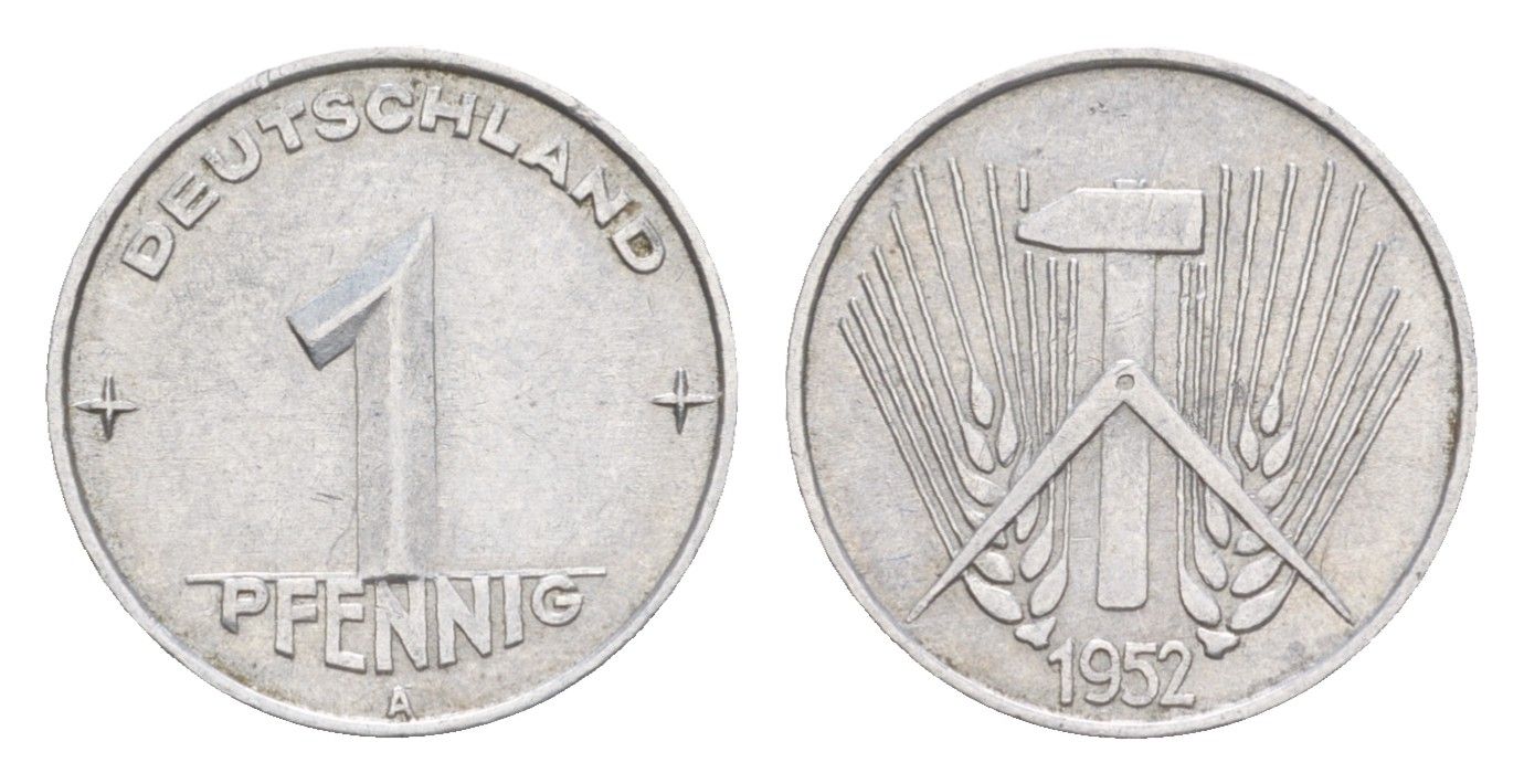 ГДР 1 пфенниг 1952 A KM 5 алюминий 4647-759