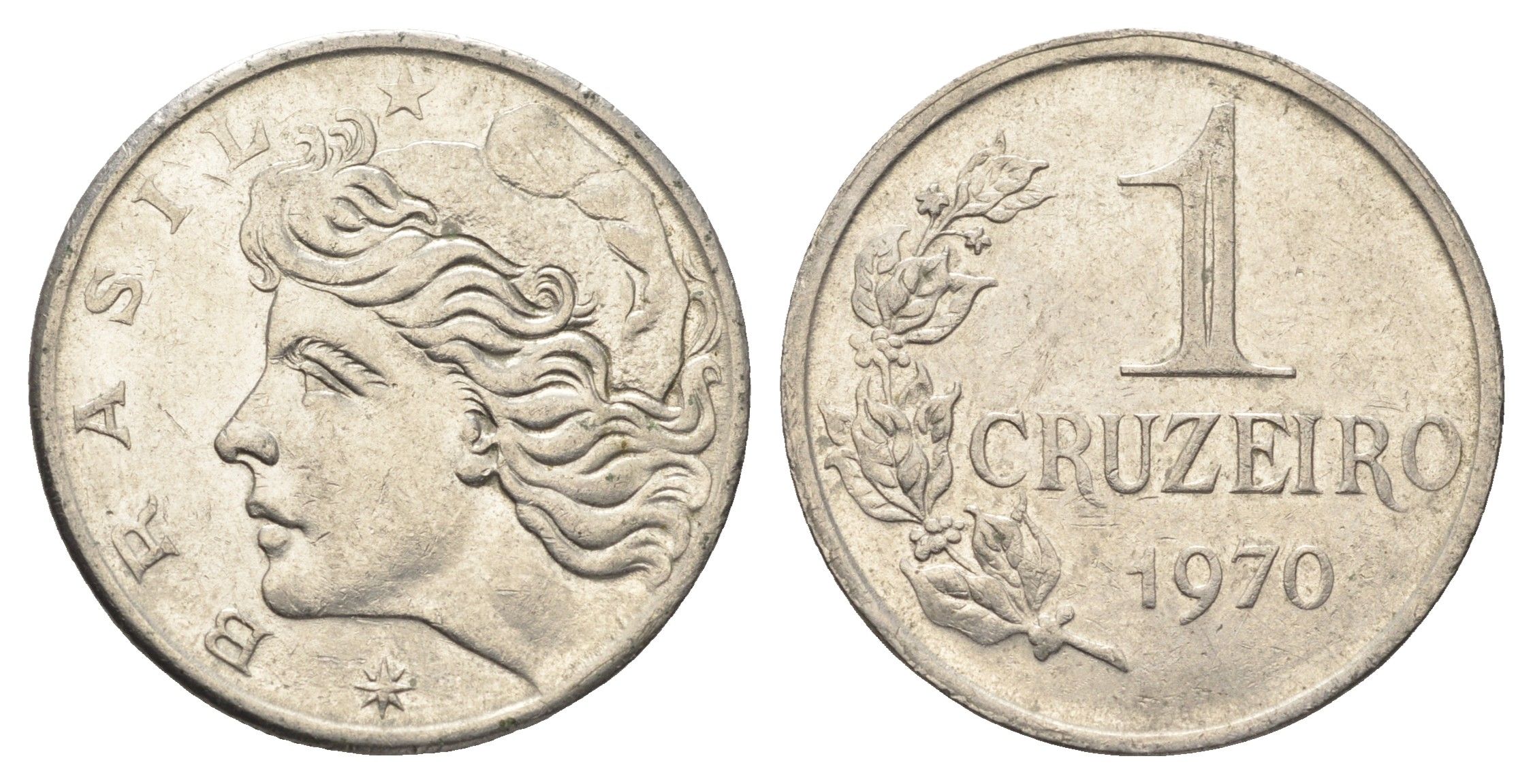 Бразилия 1 крузейро 1970 год-тип KM 581 никель 4663-543
