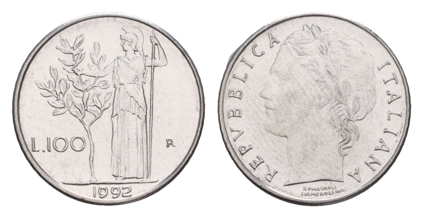 Италия 100 лир 1992 KM 96.2 нержавеющая сталь UNC 4655-837