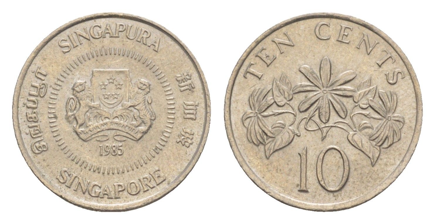 Сингапур 10 центов 1985 KM 51 медно-никель 4640-528