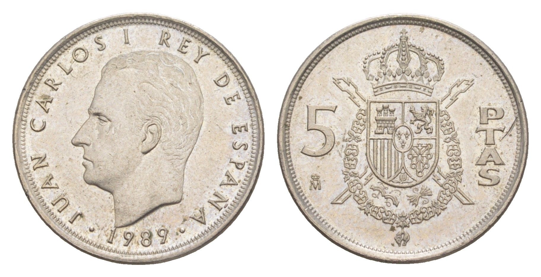 Испания 5 песет 1989 M, Хуан Карлос I (1975-2014) KM 823 медно-никель 4616-125