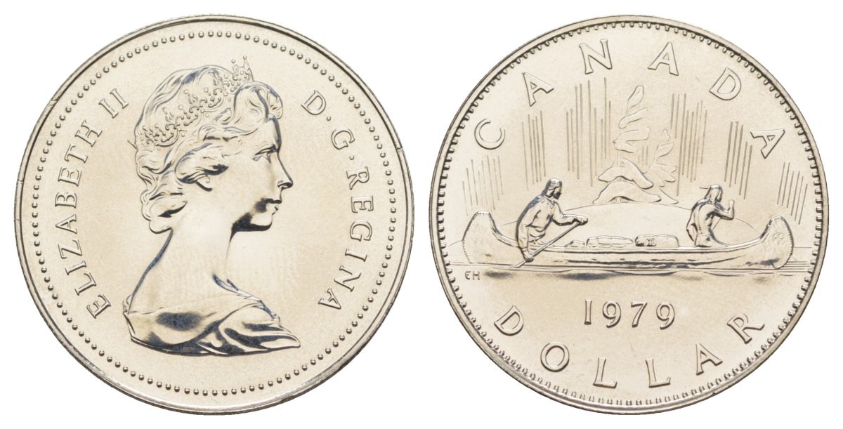 Канада 1 доллар 1979 Елизавета II (1952-2022), каноэ KM 120 никель PROOF-LIKE (BU) 4185-712